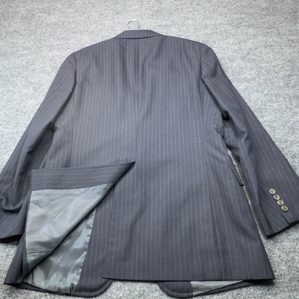 Polo University Ralph Lauren Blazer Mens 40R Navy Blue Pinstripe Wool Sport Coat